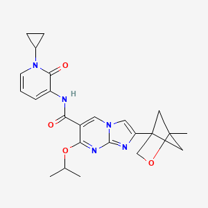 molecular formula C24H27N5O4 B12363237 N-(1-cyclopropyl-2-oxopyridin-3-yl)-2-(1-methyl-2-oxabicyclo[2.1.1]hexan-4-yl)-7-propan-2-yloxyimidazo[1,2-a]pyrimidine-6-carboxamide 