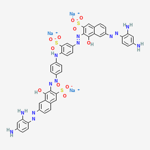 molecular formula C44H32N13Na3O11S3 B12363288 trisodium;6-[(2,4-diaminophenyl)diazenyl]-3-[[4-[4-[[7-[(2,4-diaminophenyl)diazenyl]-1-hydroxy-3-sulfonatonaphthalen-2-yl]diazenyl]-2-sulfonatoanilino]phenyl]diazenyl]-4-hydroxynaphthalene-2-sulfonate 