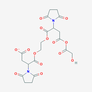 molecular formula C20H21N2O14- B12363348 3-(2,5-Dioxopyrrolidin-1-yl)-4-[2-[2-(2,5-dioxopyrrolidin-1-yl)-4-(2-hydroxyacetyl)oxy-4-oxobutanoyl]oxyethoxy]-4-oxobutanoate 