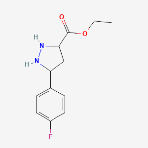 molecular formula C12H15FN2O2 B12363363 Ethyl 5-(4-fluorophenyl)pyrazolidine-3-carboxylate 