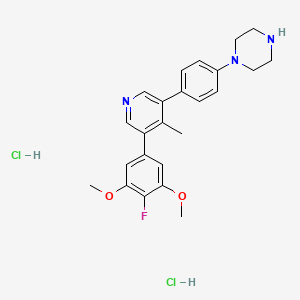 molecular formula C24H28Cl2FN3O2 B12363406 1-[4-[5-(4-fluoro-3,5-dimethoxyphenyl)-4-methylpyridin-3-yl]phenyl]piperazine;dihydrochloride 