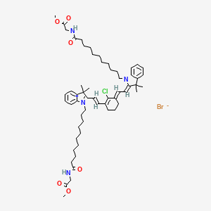 molecular formula C58H82BrClN4O6 B12363410 methyl 2-[11-[(2Z)-2-[(2E)-2-[2-chloro-3-[(E)-2-[1-[11-[(2-methoxy-2-oxoethyl)amino]-11-oxoundecyl]-3,3-dimethylindol-1-ium-2-yl]ethenyl]cyclohex-2-en-1-ylidene]ethylidene]-3,3-dimethylindol-1-yl]undecanoylamino]acetate;bromide 