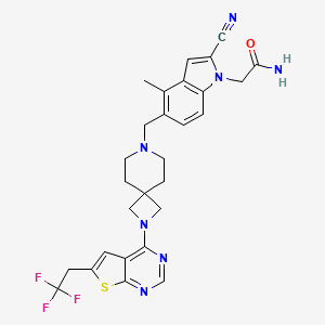 2-[2-cyano-4-methyl-5-[[2-[6-(2,2,2-trifluoroethyl)thieno[2,3-d]pyrimidin-4-yl]-2,7-diazaspiro[3.5]nonan-7-yl]methyl]indol-1-yl]acetamide