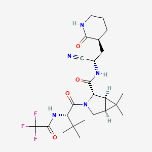 molecular formula C24H34F3N5O4 B12363576 (1R,2S,5S)-N-[(1S)-1-cyano-2-[(3S)-2-oxopiperidin-3-yl]ethyl]-3-[(2S)-3,3-dimethyl-2-[(2,2,2-trifluoroacetyl)amino]butanoyl]-6,6-dimethyl-3-azabicyclo[3.1.0]hexane-2-carboxamide 