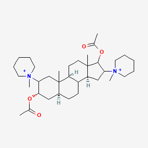 molecular formula C35H60N2O4+2 B1236369 acetic acid [(3S,5S,9S,14S)-17-acetyloxy-10,13-dimethyl-2,16-bis(1-methyl-1-piperidin-1-iumyl)-2,3,4,5,6,7,8,9,11,12,14,15,16,17-tetradecahydro-1H-cyclopenta[a]phenanthren-3-yl] ester 