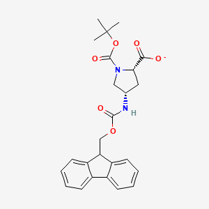 molecular formula C25H27N2O6- B12363733 1,2-Pyrrolidinedicarboxylic acid, 4-[[(9H-fluoren-9-ylmethoxy)carbonyl]amino]-, 1-(1,1-dimethylethyl) ester, (2S,4S)- 