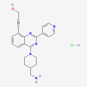 3-[4-[4-(aminomethyl)piperidin-1-yl]-2-pyridin-4-ylquinazolin-8-yl]prop-2-yn-1-ol;hydrochloride