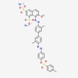 molecular formula C37H28N4Na2O10S3 B12363799 disodium;7-hydroxy-8-[[2-methyl-4-[3-methyl-4-[[4-(4-methylphenyl)sulfonyloxyphenyl]diazenyl]phenyl]phenyl]diazenyl]naphthalene-1,3-disulfonate 