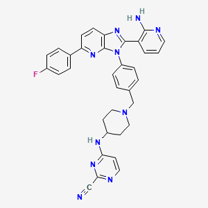 4-[[1-[[4-[2-(2-Aminopyridin-3-yl)-5-(4-fluorophenyl)imidazo[4,5-b]pyridin-3-yl]phenyl]methyl]piperidin-4-yl]amino]pyrimidine-2-carbonitrile