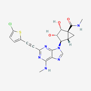 molecular formula C20H19ClN6O3S B12363890 (1s,2r,3s,4r,5s)-4-(2-((5-chlorothiophen-2-yl)ethynyl)-6-(methylamino)-9h-purin-9-yl)-2,3-dihydroxy-N-methylbicyclo[3.1.0]hexane-1-carboxamide 