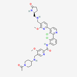 molecular formula C38H42Cl2N8O5 B12363959 5-[[(1-acetylpiperidin-4-yl)amino]methyl]-N-[2-chloro-3-[3-chloro-4-[6-methoxy-5-[[[(2S)-5-oxopyrrolidin-2-yl]methylamino]methyl]pyridin-2-yl]pyridin-2-yl]phenyl]-4-methoxypyridine-2-carboxamide 