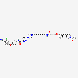 N-[4-(3-chloro-4-cyanophenoxy)cyclohexyl]-6-[4-[7-[4-[3-[(1-prop-2-enoylpiperidin-4-yl)methyl]phenoxy]butanoylamino]heptyl]piperazin-1-yl]pyridazine-3-carboxamide