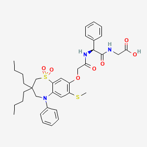 2-[[(2S)-2-[[2-[(3,3-dibutyl-7-methylsulfanyl-1,1-dioxo-5-phenyl-2,4-dihydro-1lambda6,5-benzothiazepin-8-yl)oxy]acetyl]amino]-2-phenylacetyl]amino]acetic acid