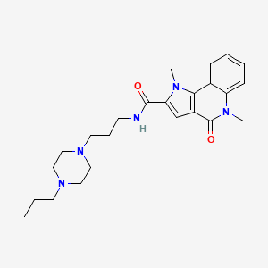 molecular formula C24H33N5O2 B1236421 1,5-dimethyl-4-oxo-N-[3-(4-propyl-1-piperazinyl)propyl]-2-pyrrolo[3,2-c]quinolinecarboxamide 
