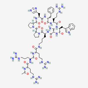 molecular formula C71H108N28O12 B12364214 Ac-Arg-Arg-Arg-(1).cyclo[Arg-Trp-Dap-Lys(1)-D-Pro-Pro-His-D-Phe] 