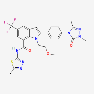 2-[4-(1,3-dimethyl-5-oxo-1,2,4-triazol-4-yl)phenyl]-1-(2-methoxyethyl)-N-(5-methyl-1,3,4-thiadiazol-2-yl)-5-(trifluoromethyl)indole-7-carboxamide