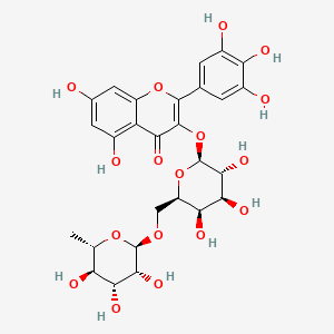 molecular formula C27H30O17 B12364232 5,7-dihydroxy-2-(3,4,5-trihydroxyphenyl)-3-[(2S,3R,4S,5R,6R)-3,4,5-trihydroxy-6-[[(2R,3R,4R,5R,6S)-3,4,5-trihydroxy-6-methyloxan-2-yl]oxymethyl]oxan-2-yl]oxychromen-4-one CAS No. 145544-43-0