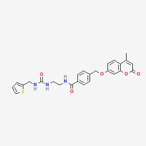 4-{[(4-methyl-2-oxo-2H-chromen-7-yl)oxy]methyl}-N-[2-({[(thiophen-2-yl)methyl]carbamoyl}amino)ethyl]benzamide