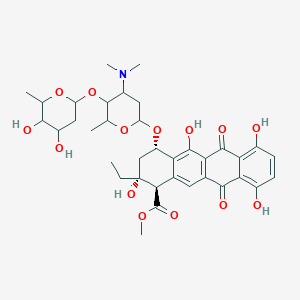 molecular formula C36H45NO14 B1236428 methyl (1R,2R,4S)-4-[5-(4,5-dihydroxy-6-methyloxan-2-yl)oxy-4-(dimethylamino)-6-methyloxan-2-yl]oxy-2-ethyl-2,5,7,10-tetrahydroxy-6,11-dioxo-3,4-dihydro-1H-tetracene-1-carboxylate 