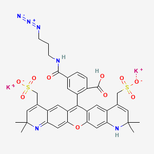 molecular formula C36H34K2N6O10S2 B12364338 dipotassium;[13-[5-(3-azidopropylcarbamoyl)-2-carboxyphenyl]-7,7,19,19-tetramethyl-17-(sulfonatomethyl)-2-oxa-6,20-diazapentacyclo[12.8.0.03,12.05,10.016,21]docosa-1(22),3(12),4,8,10,13,15,17,20-nonaen-9-yl]methanesulfonate 