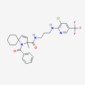 molecular formula C27H30ClF3N4O2 B1236435 1-苯甲酰基-N-[3-[[3-氯-5-(三氟甲基)-2-吡啶基]氨基]丙基]-2-甲基-1-氮杂螺[4.5]癸-3-烯-2-甲酰胺 