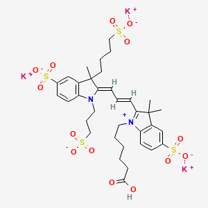 molecular formula C35H43K3N2O14S4 B12364350 tripotassium;(2Z)-2-[(E)-3-[1-(5-carboxypentyl)-3,3-dimethyl-5-sulfonatoindol-1-ium-2-yl]prop-2-enylidene]-3-methyl-3-(4-sulfonatobutyl)-1-(3-sulfonatopropyl)indole-5-sulfonate 