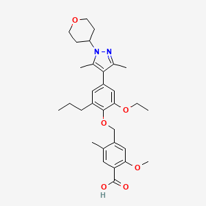 4-[[4-[3,5-Dimethyl-1-(oxan-4-yl)pyrazol-4-yl]-2-ethoxy-6-propylphenoxy]methyl]-2-methoxy-5-methylbenzoic acid