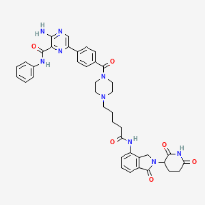 molecular formula C40H41N9O6 B12364577 3-amino-6-[4-[4-[5-[[2-(2,6-dioxopiperidin-3-yl)-1-oxo-3H-isoindol-4-yl]amino]-5-oxopentyl]piperazine-1-carbonyl]phenyl]-N-phenylpyrazine-2-carboxamide 