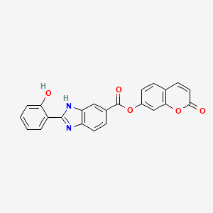 (2-oxochromen-7-yl) 2-(2-hydroxyphenyl)-3H-benzimidazole-5-carboxylate