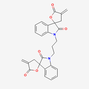 molecular formula C27H22N2O6 B12364686 3'-Methylidene-1-[3-(4'-methylidene-2,5'-dioxospiro[indole-3,2'-oxolane]-1-yl)propyl]spiro[indole-3,5'-oxolane]-2,2'-dione 