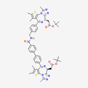 tert-butyl 2-[(9S)-4,5,13-trimethyl-7-[4-[[[4-[4-[(9S)-4,5,13-trimethyl-9-[2-[(2-methylpropan-2-yl)oxy]-2-oxoethyl]-3-thia-1,8,11,12-tetrazatricyclo[8.3.0.02,6]trideca-2(6),4,7,10,12-pentaen-7-yl]phenyl]benzoyl]amino]methyl]phenyl]-3-thia-1,8,11,12-tetrazatricyclo[8.3.0.02,6]trideca-2(6),4,7,10,12-pentaen-9-yl]acetate