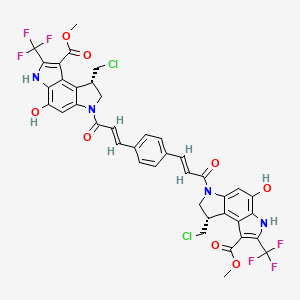 molecular formula C40H30Cl2F6N4O8 B1236490 methyl (8S)-8-(chloromethyl)-6-[(E)-3-[4-[(E)-3-[(8S)-8-(chloromethyl)-4-hydroxy-1-methoxycarbonyl-2-(trifluoromethyl)-7,8-dihydro-3H-pyrrolo[3,2-e]indol-6-yl]-3-oxoprop-1-enyl]phenyl]prop-2-enoyl]-4-hydroxy-2-(trifluoromethyl)-7,8-dihydro-3H-pyrrolo[3,2-e]indole-1-carboxylate 