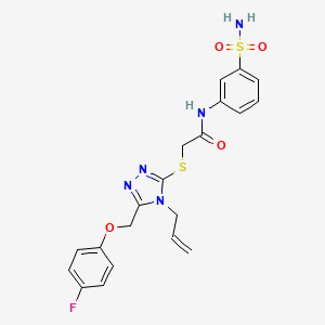 molecular formula C20H20FN5O4S2 B1236494 2-[[5-[(4-fluorophenoxy)methyl]-4-prop-2-enyl-1,2,4-triazol-3-yl]thio]-N-(3-sulfamoylphenyl)acetamide 