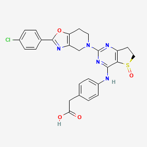 2-[4-[[(5R)-2-[2-(4-chlorophenyl)-6,7-dihydro-4H-[1,3]oxazolo[4,5-c]pyridin-5-yl]-5-oxo-6,7-dihydrothieno[3,2-d]pyrimidin-4-yl]amino]phenyl]acetic acid