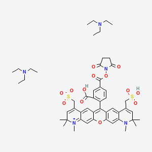 molecular formula C51H67N5O13S2 B12364994 [13-[2-carboxy-4-(2,5-dioxopyrrolidin-1-yl)oxycarbonylphenyl]-6,7,7,19,19,20-hexamethyl-17-(sulfomethyl)-2-oxa-20-aza-6-azoniapentacyclo[12.8.0.03,12.05,10.016,21]docosa-1(14),3,5,8,10,12,15,17,21-nonaen-9-yl]methanesulfonate;N,N-diethylethanamine 