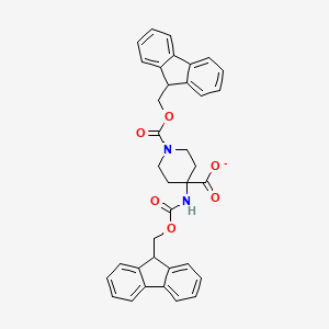 molecular formula C36H31N2O6- B12364999 1,4-Piperidinedicarboxylic acid, 4-[[(9H-fluoren-9-ylmethoxy)carbonyl]amino]-, 1-(9H-fluoren-9-ylmethyl) ester 