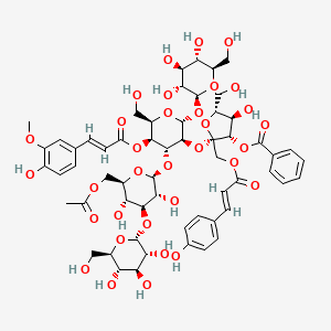 Glc(a1-3)Glc6Ac(b1-3)[coumaroyl(-1)[Bz(-3)]Fruf(b2-2)][coumaroyl(3-OMe)(-4)]D-Ido(a1-1b)Glc