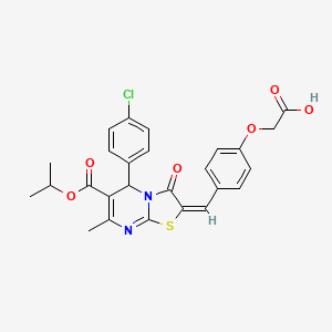 molecular formula C26H23ClN2O6S B12365065 2-[4-[(E)-[5-(4-chlorophenyl)-7-methyl-3-oxo-6-propan-2-yloxycarbonyl-5H-[1,3]thiazolo[3,2-a]pyrimidin-2-ylidene]methyl]phenoxy]acetic acid 