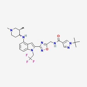 molecular formula C28H35F3N8O2 B12365203 1-tert-butyl-N-[[3-[4-[[(3S,4R)-1,3-dimethylpiperidin-4-yl]amino]-1-(2,2,2-trifluoroethyl)indol-2-yl]-1,2,4-oxadiazol-5-yl]methyl]pyrazole-4-carboxamide 