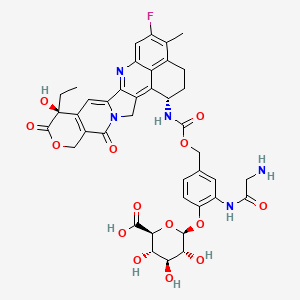 molecular formula C40H40FN5O14 B12365413 (2S,3S,4S,5R,6S)-6-[2-[(2-aminoacetyl)amino]-4-[[(10S,23S)-10-ethyl-18-fluoro-10-hydroxy-19-methyl-5,9-dioxo-8-oxa-4,15-diazahexacyclo[14.7.1.02,14.04,13.06,11.020,24]tetracosa-1,6(11),12,14,16,18,20(24)-heptaen-23-yl]carbamoyloxymethyl]phenoxy]-3,4,5-trihydroxyoxane-2-carboxylic acid 