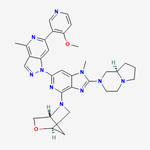 molecular formula C32H36N10O2 B12365538 (1R,4R)-5-[2-[(8aR)-3,4,6,7,8,8a-hexahydro-1H-pyrrolo[1,2-a]pyrazin-2-yl]-6-[6-(4-methoxypyridin-3-yl)-4-methylpyrazolo[4,3-c]pyridin-1-yl]-1-methylimidazo[4,5-c]pyridin-4-yl]-2-oxa-5-azabicyclo[2.2.1]heptane 