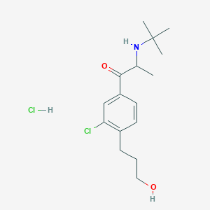 molecular formula C16H25Cl2NO2 B12365657 2-(tert-butylamino)-1-[3-chloro-4-(3-hydroxypropyl)phenyl]propan-1-one;hydrochloride 