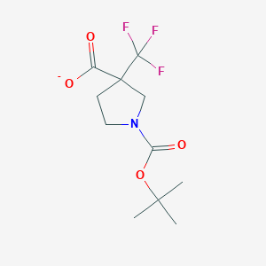 molecular formula C11H15F3NO4- B12365696 1-[(2-Methylpropan-2-yl)oxycarbonyl]-3-(trifluoromethyl)pyrrolidine-3-carboxylate 