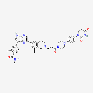 4-[2-[2-[3-[4-[4-(2,4-dioxo-1,3-diazinan-1-yl)phenyl]piperazin-1-yl]-3-oxopropyl]-8-methyl-3,4-dihydro-1H-isoquinolin-6-yl]-5H-pyrrolo[2,3-b]pyrazin-7-yl]-N,N,2-trimethylbenzamide