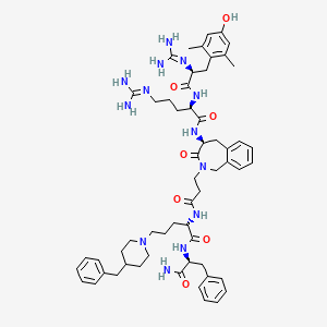 (2R)-N-[(4S)-2-[3-[[(2S)-1-[[(2S)-1-amino-1-oxo-3-phenylpropan-2-yl]amino]-5-(4-benzylpiperidin-1-yl)-1-oxopentan-2-yl]amino]-3-oxopropyl]-3-oxo-4,5-dihydro-1H-2-benzazepin-4-yl]-5-(diaminomethylideneamino)-2-[[(2S)-2-(diaminomethylideneamino)-3-(4-hydroxy-2,6-dimethylphenyl)propanoyl]amino]pentanamide