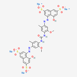 molecular formula C37H28N6Na4O17S4 B12365787 tetrasodium;4-hydroxy-5-[[4-[[4-[(8-hydroxy-3,6-disulfonatonaphthalen-1-yl)diazenyl]-2-methoxy-5-methylphenyl]carbamoylamino]-5-methoxy-2-methylphenyl]diazenyl]naphthalene-2,7-disulfonate 