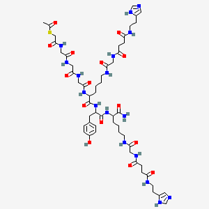 S-[2-[[2-[[2-[[2-[[1-[[1-[[1-amino-6-[[2-[[4-[2-(1H-imidazol-5-yl)ethylamino]-4-oxobutanoyl]amino]acetyl]amino]-1-oxohexan-2-yl]amino]-3-(4-hydroxyphenyl)-1-oxopropan-2-yl]amino]-6-[[2-[[4-[2-(1H-imidazol-5-yl)ethylamino]-4-oxobutanoyl]amino]acetyl]amino]-1-oxohexan-2-yl]amino]-2-oxoethyl]amino]-2-oxoethyl]amino]-2-oxoethyl]amino]-2-oxoethyl] ethanethioate