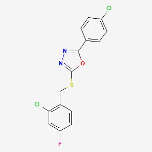 molecular formula C15H9Cl2FN2OS B12366078 2-[(2-Chloro-4-fluorophenyl)methylsulfanyl]-5-(4-chlorophenyl)-1,3,4-oxadiazole 