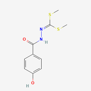 molecular formula C10H12N2O2S2 B1236623 N-[bis(methylthio)methylideneamino]-4-hydroxybenzamide 