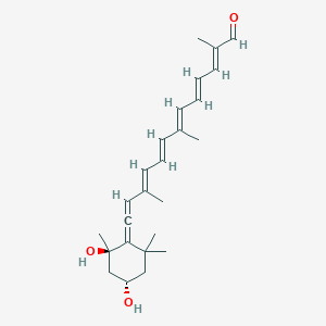 molecular formula C25H34O3 B1236633 (3S,5R,6R)-3,5-dihydroxy-6,7-didehydro-5,6-dihydro-12'-apo-beta-caroten-12'-al 